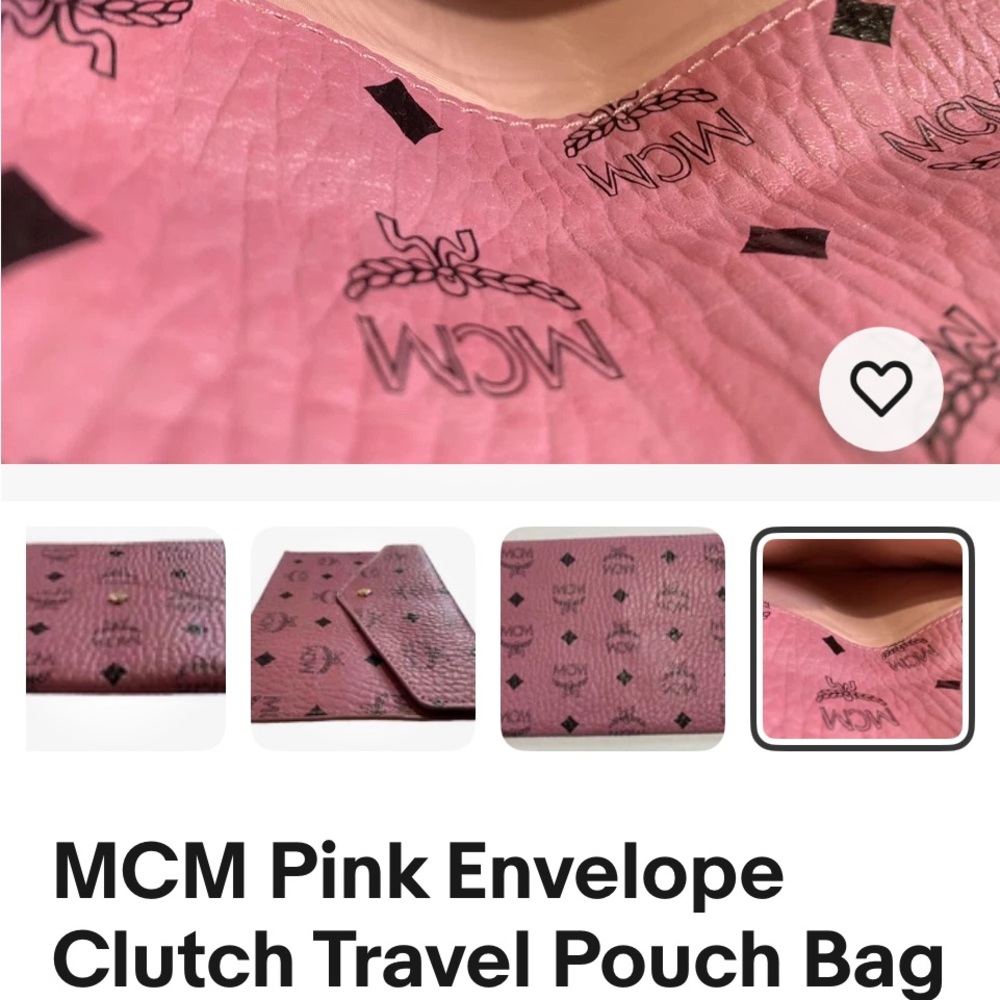 MCM beauty Pink and Black Logo Envelope Clutch - Picture 4 of 5